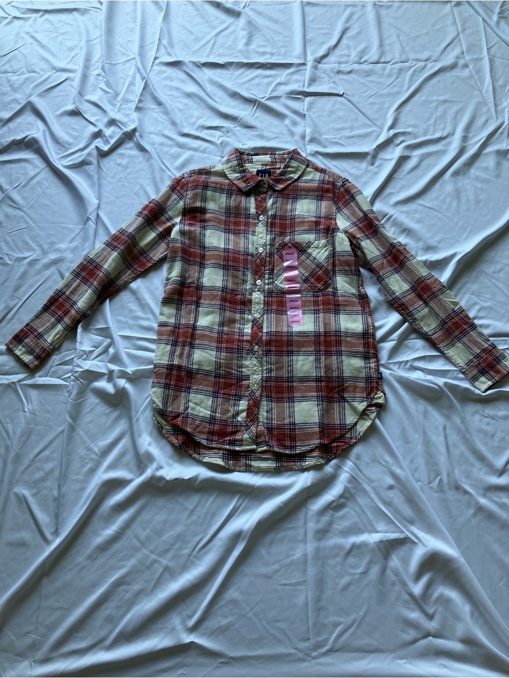 GAP Red and Cream Plaid Button-Down Shirt